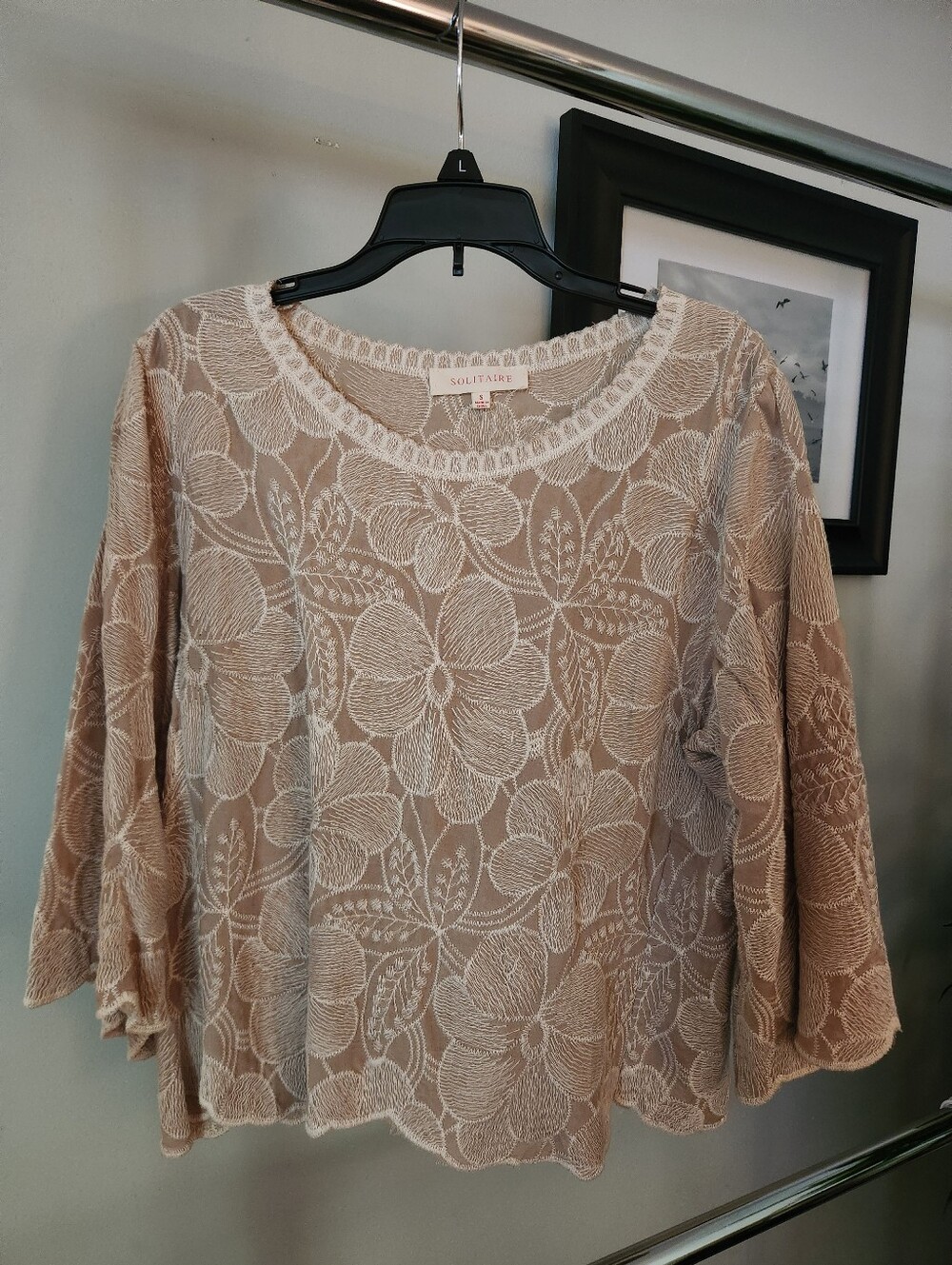Solitaire Beige Lace Floral Blouse
